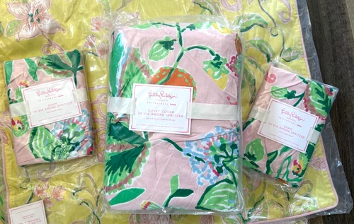 Pottery Barn Lilly Pulitzer via amore floral FULL QUEEN duvet shams