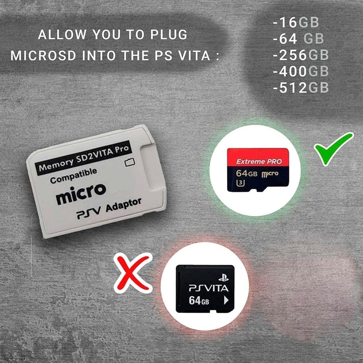 MicroSD Card Adapter for PS Vita 1000/2000 - Expand Gaming Storage