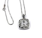 Lori Bonn Sterling Silver Scroll Square Charm Letter R Pendant on Chain