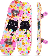 Skateboards for Beginners Kids Boys Girls Teens and Adults, 31 Inch Kitten 