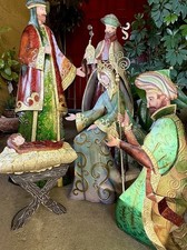 VTG 5-Piece Large 36 Metal Nativity Scene Mary, Joseph,Baby ,Wise-Men Colorful