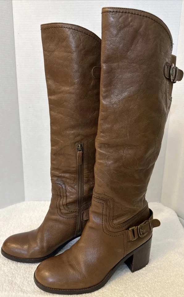 Franco Sarto Women’s Tempest Brown Leather Tall Boots Size 10M - Image 3 of 4