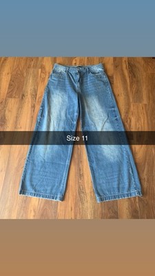 Refuge Denim Wide-Leg Women's Jeans Blue Medium Wash Button Zip Pockets