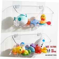 Bath Toy Storage Holder Bathtub Toy Organizer, Large 2 Pack Clear White
