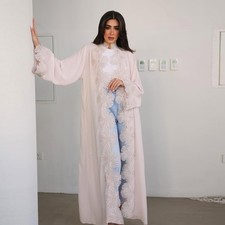 Dubai Women Abaya Muslim Kaftan Modest Open Cardigan Kimono Long Dress Wedding