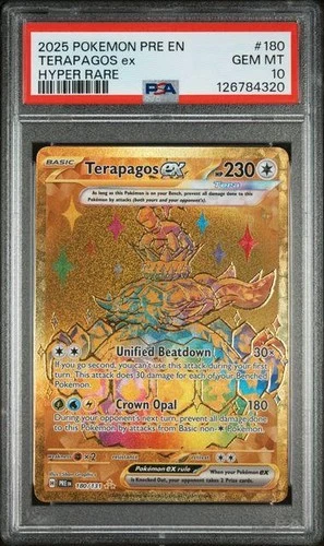 2025 Pokemon Prismatic Evolutions Terapagos Ex Hyper Rare #180 PSA 10