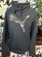 Vintage Y2K PUMA Charcoal Grey Cowlneck Pullover Sweatshirt Size Small AP0770