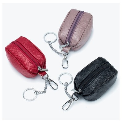 Genuine Leather Car Key Fob Case Unisex Zipper Keychain Coin Purse Bag US
