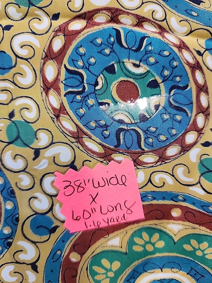 50s 60s Medallions Circles Silky Viscose Rayon Flowy Fabric 38"w X 1.7yds - Image 4 of 4