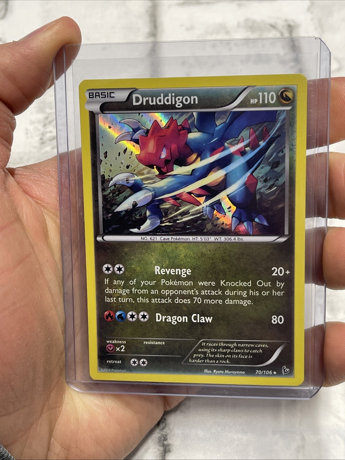 Pokémon TCG Druddigon Flashfire Holo Rare Card 70/106 NM Near Mint Pokemon 2014