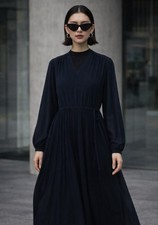 New 🌹 👗 Uniqlo x Clare Waight Keller Navy Chiffon Dress S 4 6 Adjustable