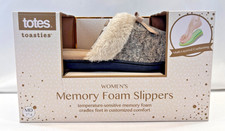 Totes Toasties Women  s Memory Foam Slippers Gray Faux Fur House Shoes MD 7.5-8
