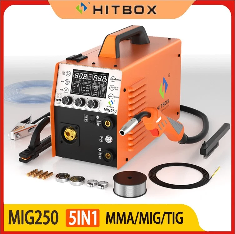 250A 5in1 MIG Schweißgerät für Aluminium und Stahl, Gaslos MIG/MMA/Lift TIG 220V - Bild 1 von 4