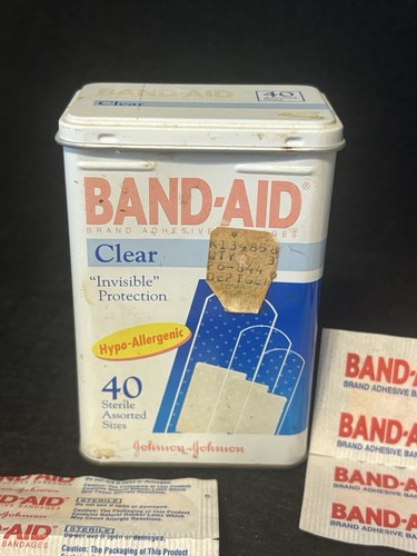 Vintage 1983 BAND-AID metallo latta e bende Johnson & Johnson USA - Foto 2 di 12