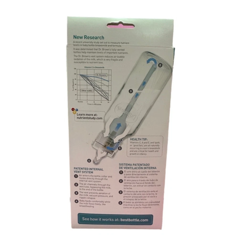 Dr Browns Natural Flow 8 oz biberones de vidrio ¡JUEGO DE 2 reduce los cólicos! Foto 2 de 3