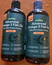 2 Wuffes Omega 3 Fish Oil for Dogs 100 Pure Wild Alaskan Fish Oil 16oz EXP 9/26