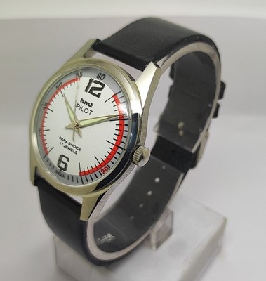 Vintage Hmt Pilot White Dial 17 Jewels Para Shock Mechanical hand winding Watch