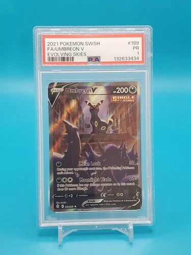 2021 POKEMON SWORD & SHIELD EVOLVING SKIES #189 FULL ART/UMBREON V PSA 1