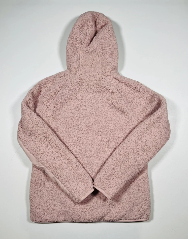 Chaqueta deportiva Fila para mujer mediana rosa imitación piel Sherpa con capucha cremallera completa bolsillo cálida Foto 2 de 4