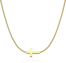 Cross Necklace for Women 14K Gold Silver Plated Dainty Small Pendant...