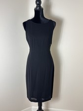 Authentic Chanel Black Silk Knee Length Dress French Size 42