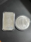 Liberty Indian Head Buffalo 1 oz.999 fine silver Bar & Indian Squaw w/Buffalo