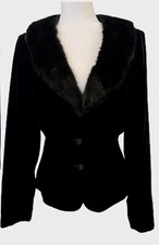 Victor Costa Velvet Fox Fur Jacket, Thick Plush Rich Brown Fox Fur Lapel SRP950 