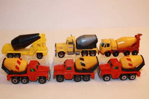Six Vintage 1960's - 1990's Matchbox / Hot Wheels Cement Concrete Mixer Trucks