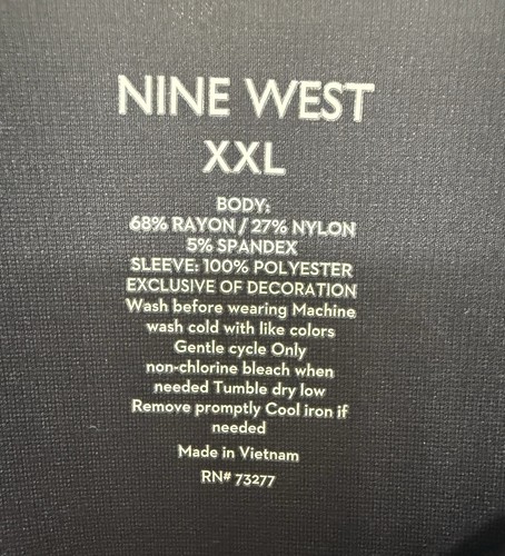 Blusa Nine West blanca y negra manga abullonada negra mineral para mujer talla XXL NUEVA NUEVA CON ETIQUETAS - Imagen 2 de 8