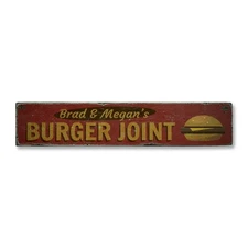 Burger Joint, Custom Cheeseburger - Rustic Distressed Wood Sign