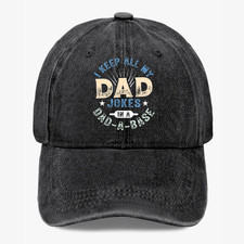 Funny Dad Joke Hat I Keep All My Dad Jokes In A Dad-A-Base Washed Baseball Cap