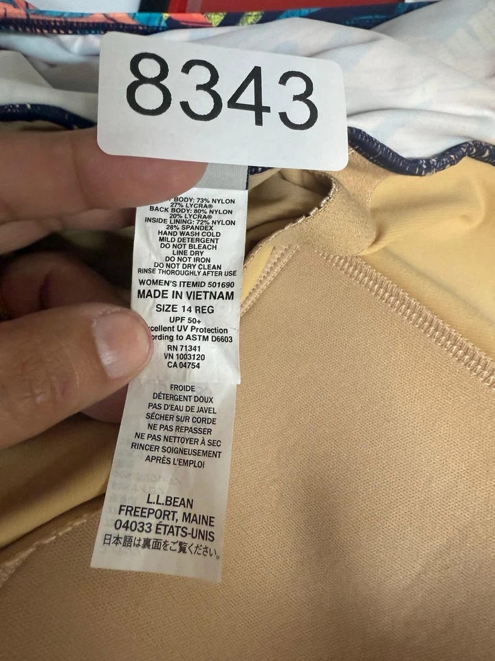 LL Bean Swimsuit Womens Padded Multicolor Floral Tank Size 14R - Image 4 of 4