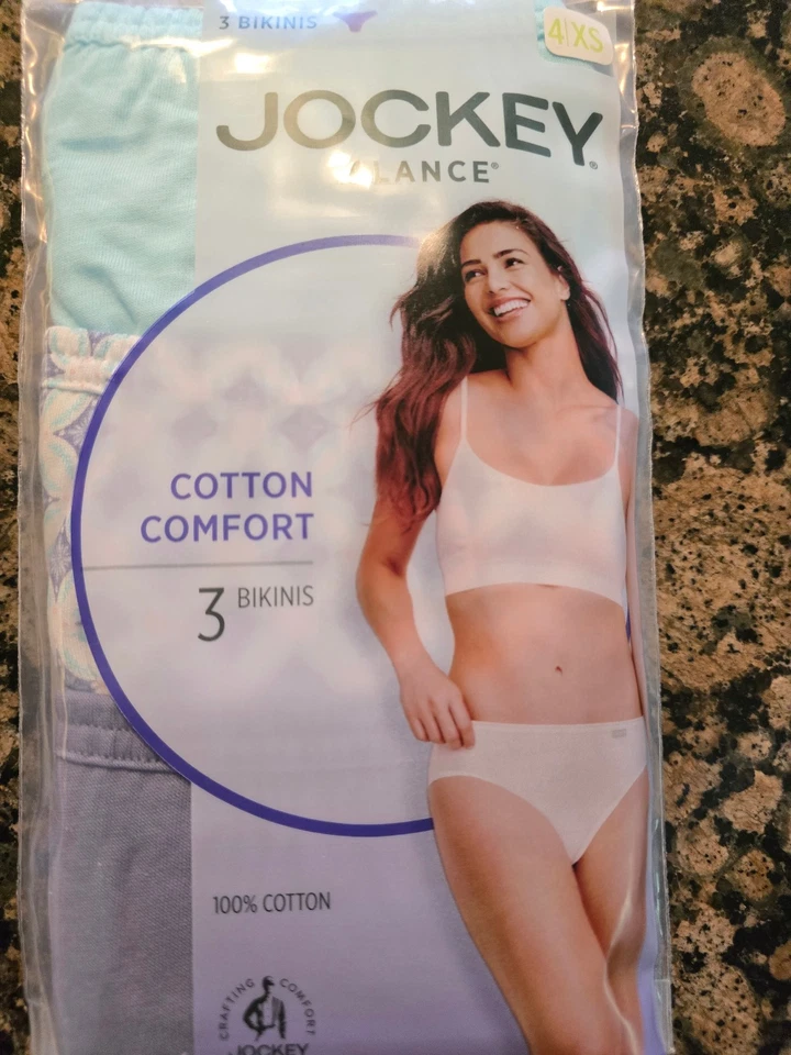 Jockey Elance Bikini Underwear Panty Sz 4 XS Cotton Comfort 100% 2 3-Packs - Image 3 of 4