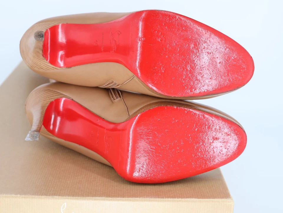 Christian Louboutin Nuevo Simple Botta 120 Botas Hasta la Rodilla Cuero de Becerro Camel Foto 2 de 4