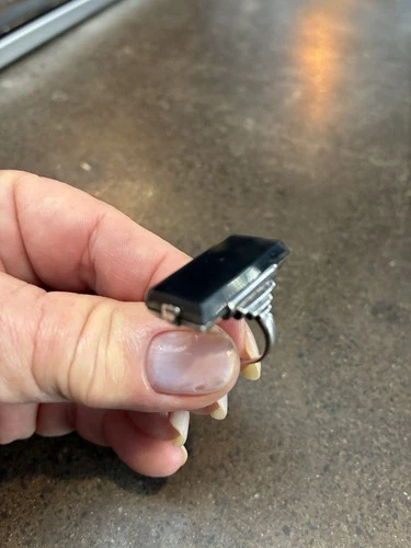 Vintage 925 Sterling Art Deco Black Onyx Ring Jewelry Size 4.5