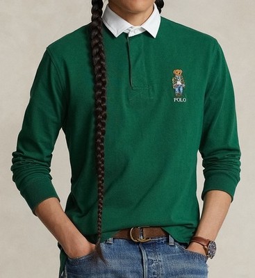 Large Polo Ralph Lauren Green Classic Fit Big Polo Bear Rugby