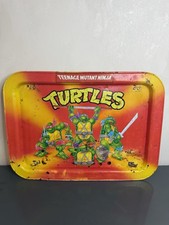 Vintage 2 TEENAGE MUTANT NINJA TURTLES 1988 TV Lap Tray Folding Legs  TMNT