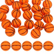 25PCS Sports Basketball Beads 15mm Silicone for DIY Crafts/Bracelet Orange Red