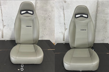 Blemished Corbeau Moab Grey Vinyl Reclining Back Racing Seats - Pair