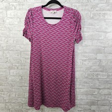 LOFT Outlet Women’s Ruched Short Sleeve Pink Floral Shift Dress Size XS