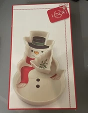 NIB Lenox Holiday Entertaining Snowman Chip and Dip Bowl