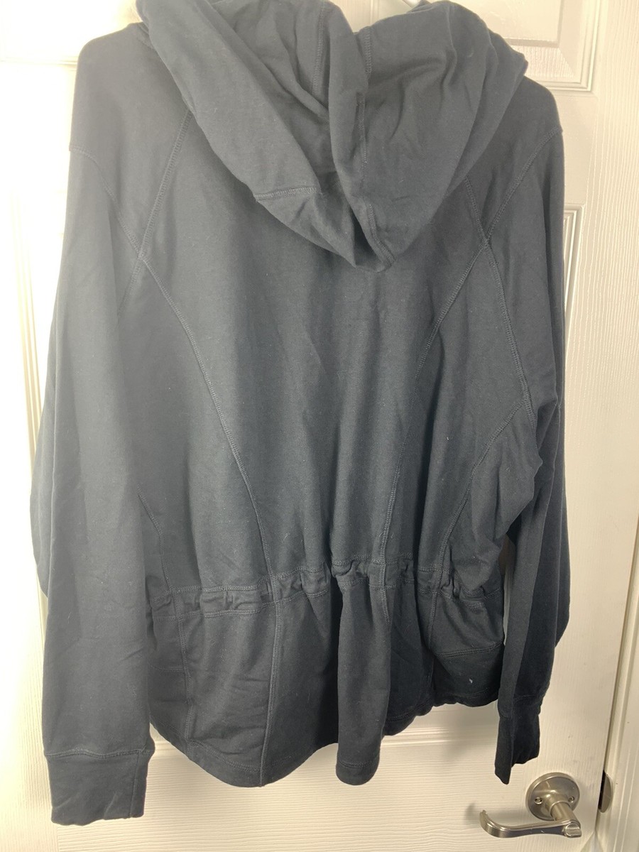 Zella L Black Zip Up Loose Fit Elastic Waist Stretch Knit Zella L Black Zip Up Loose Fit Elastic Waist Stretch Knit