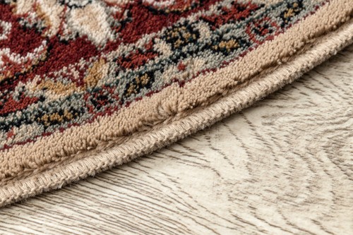 Oriental NATURAL WOOL Rugs "OMEGA" ARIES light ruby red beige round Best Quality - Picture 10 of 10