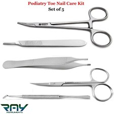Professional Toe Nail Clipper Cutters Podiatry Nail Care Instruments Set Of 5