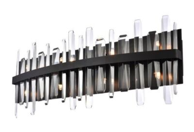 Bathroom Vanity Crystal Wall Sconce Black 8 Light Lighting Fixture 30''