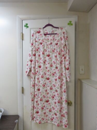 CHARTER CLUB PRINTED LONG NIGHTGOWN SIZE XL 100% COTTON ROSES PINK NWT