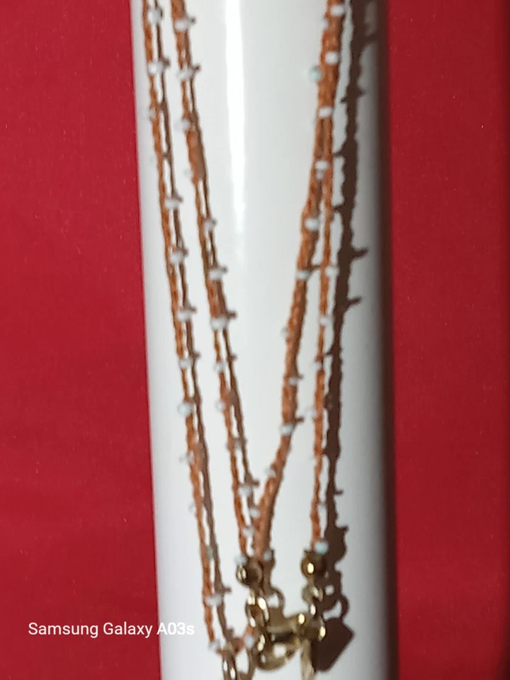 Banana Republic Gold Feather With Faux Diamonds Necklace - Image 4 of 4