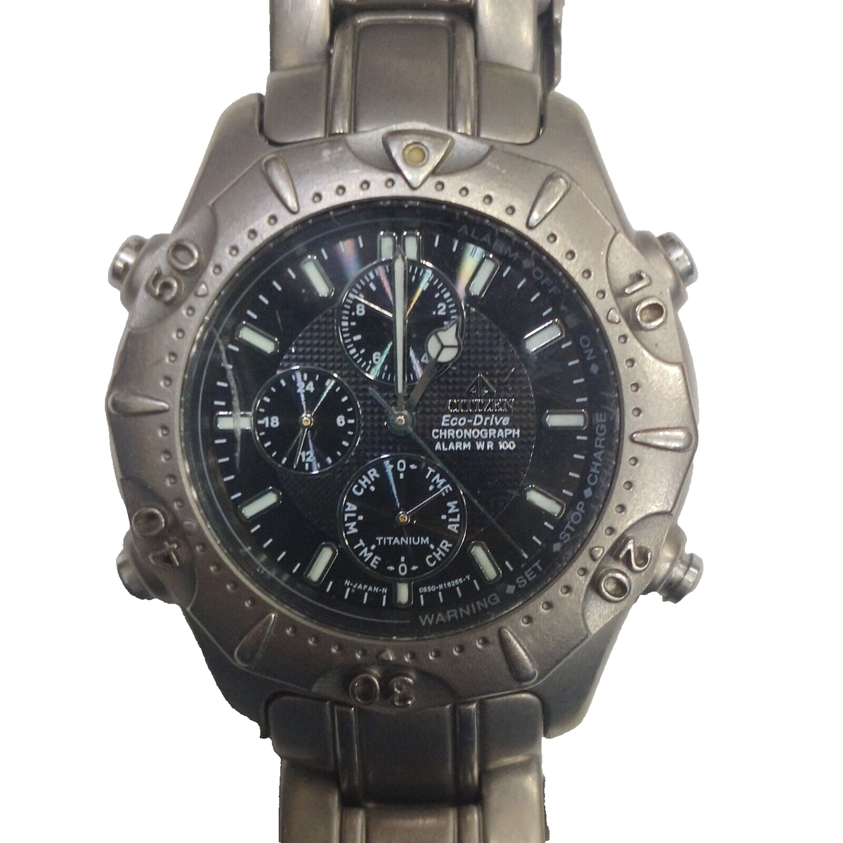 0855-H10350 CITIZEN ECO DRIVE TITANIUM PROMASTER CHRONOGRAPH WATCH