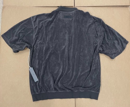 FEAR OF GOD ESSENTIALS SS S/S TERRY POLO OFF BLACK DARK GREY SZ XXL - Picture 2 of 3