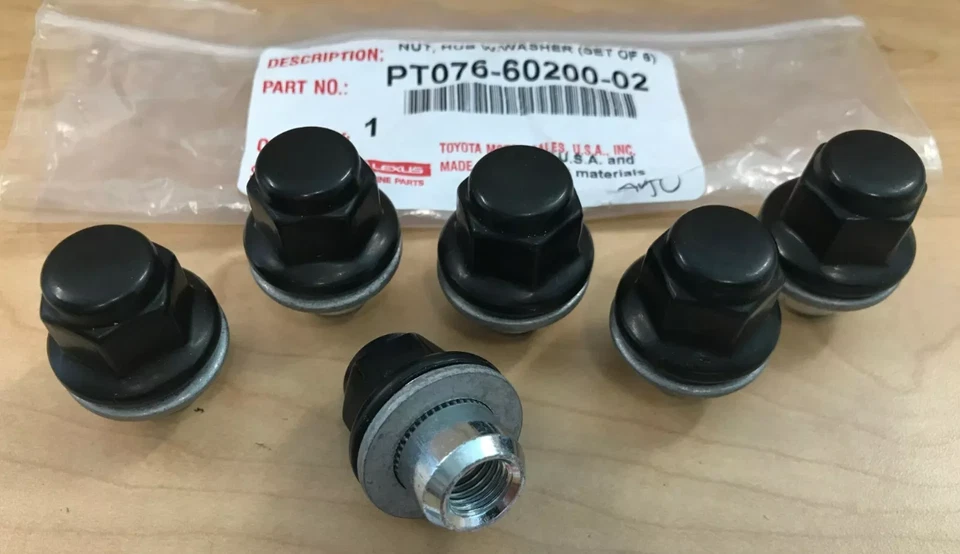 BLACK LUG NUTS 4RUNNER FJ CRUISER TACOMA SET OF 6 PCS OEM GENUINE - Image 2 of 2